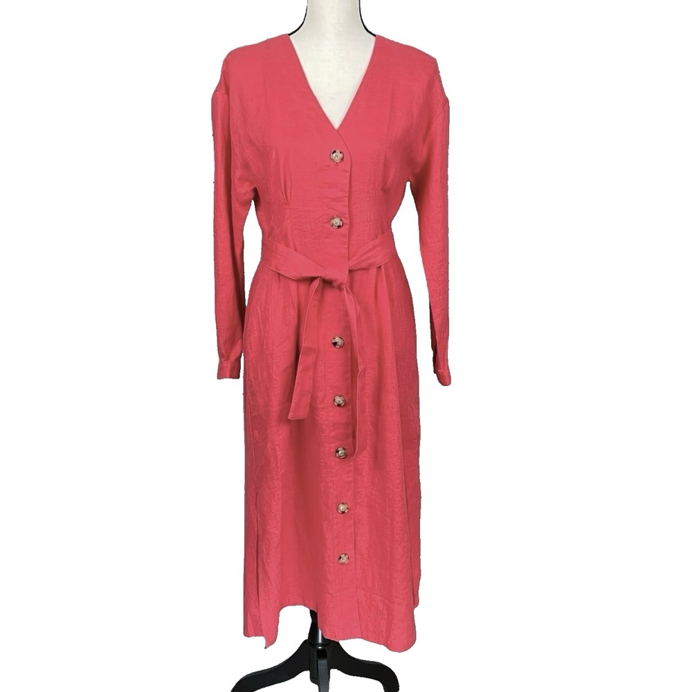Xirena Coastal Chic Linen Button Up Shirt Dress Size S Belt Office Euro Summer